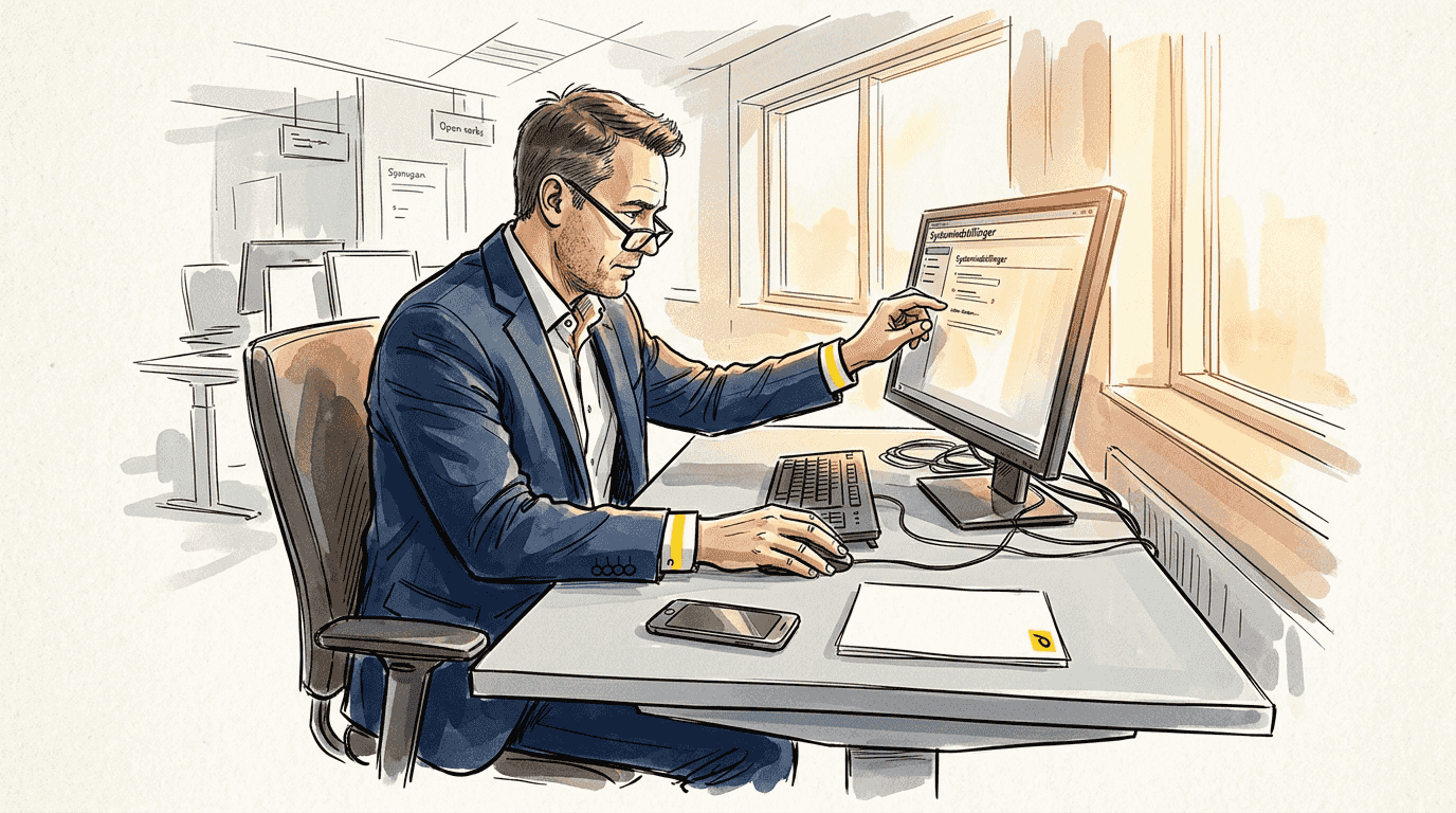 En IT-ekspert gennemgår systemets opsætning for at sikre, at alt fungerer som det skal.