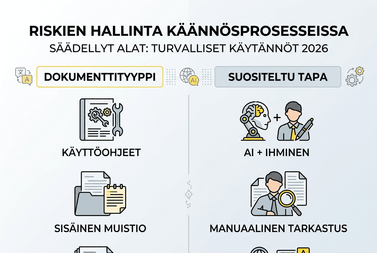 Konekäännösten riskien hallinta – visuaalinen katsaus