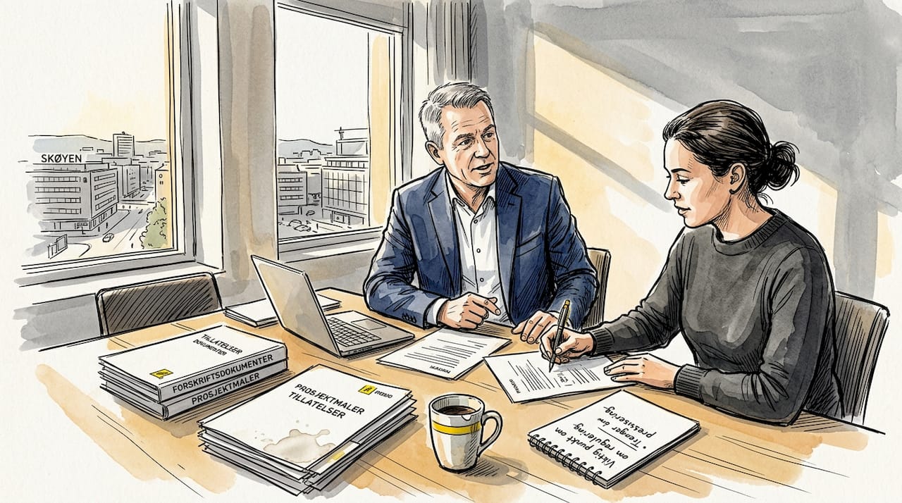 Leder og oversetter i samtale om regelverksdokumenter