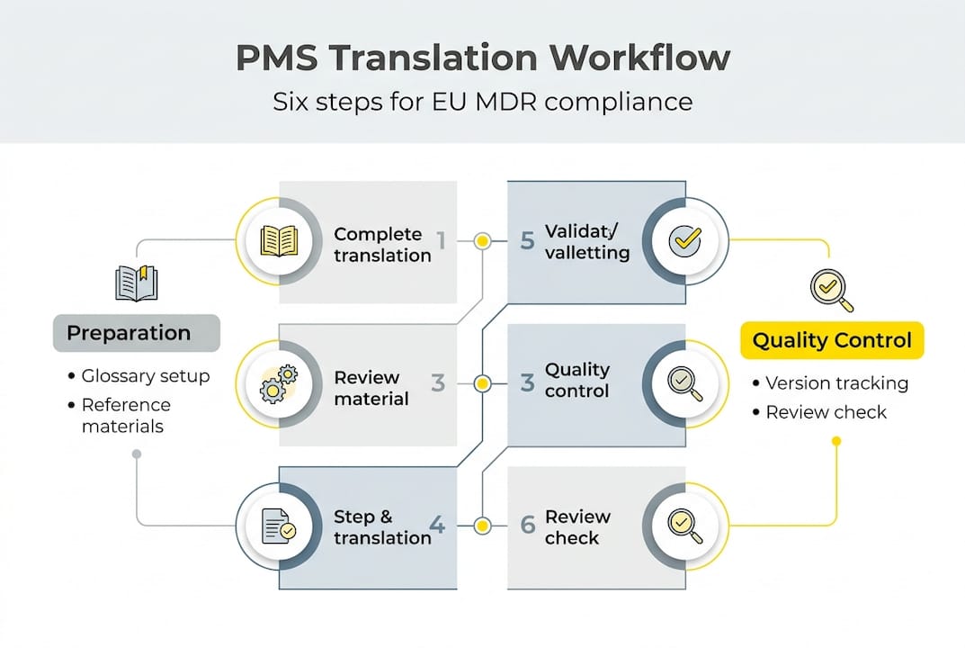 Infographic on PMS translation workflow steps