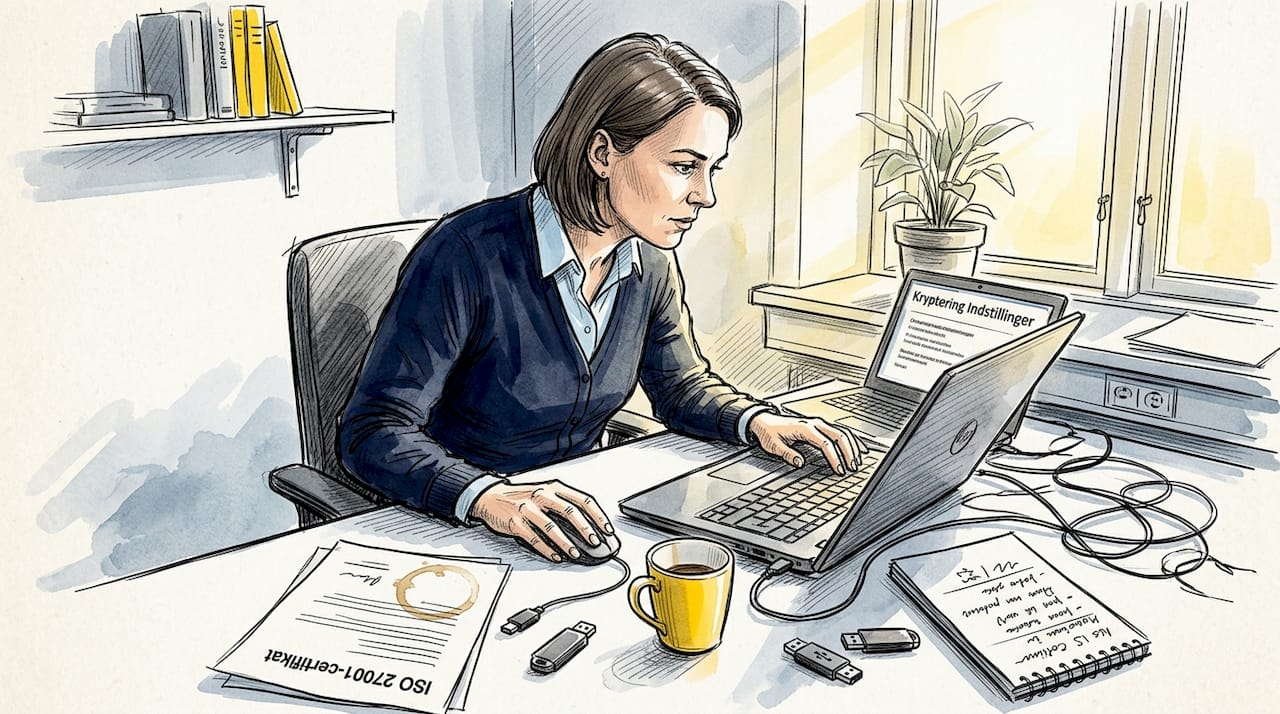 IT-konsulenten tager et grundigt kig på datasikkerheden på kontoret