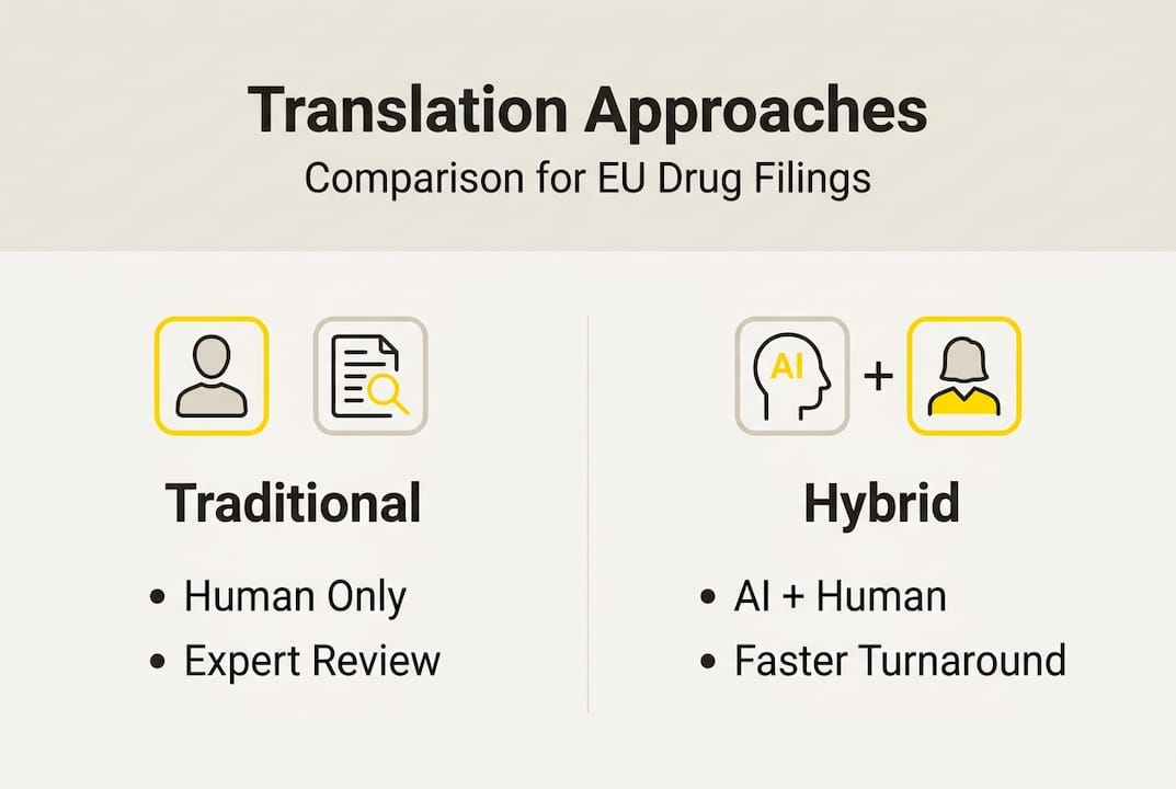 Infographic comparing translation approaches
