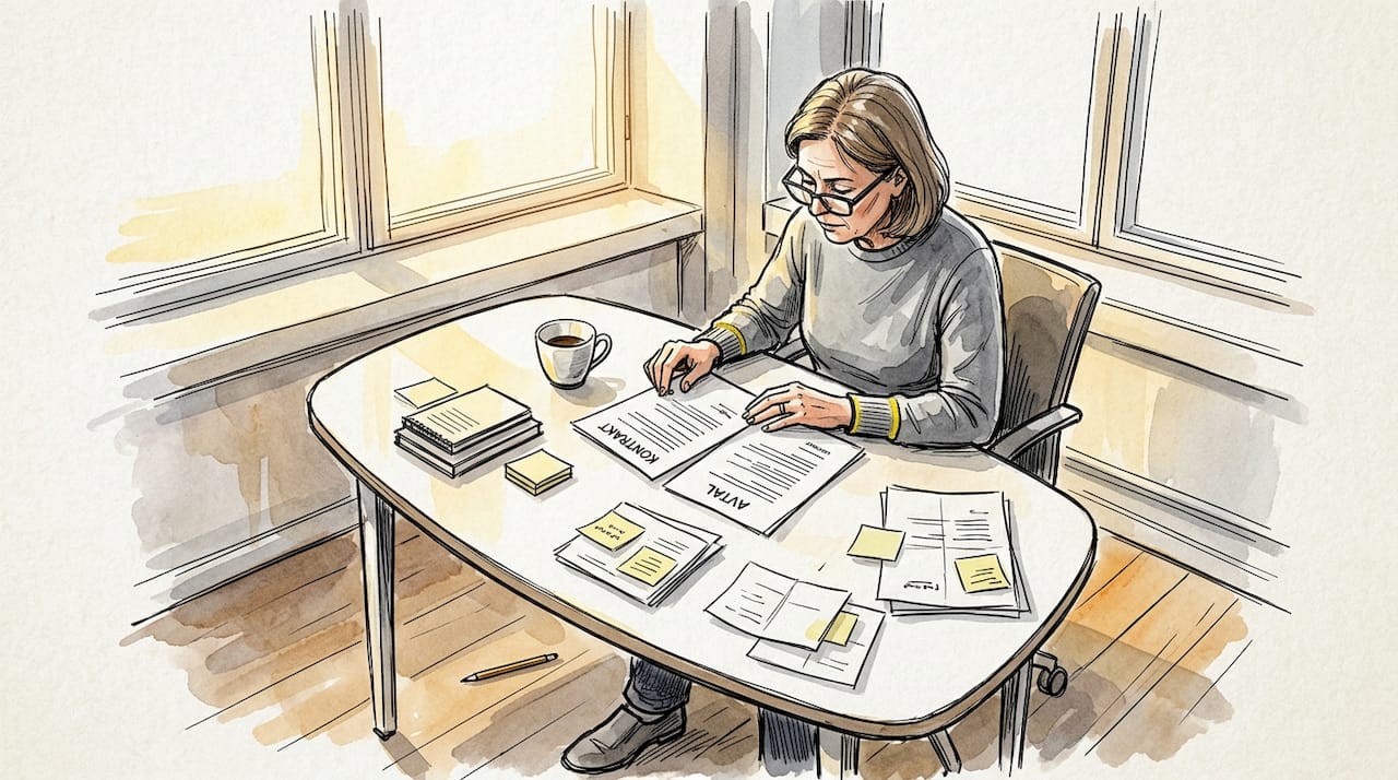 På kontoret sitter översättare och går noggrant igenom dokument.