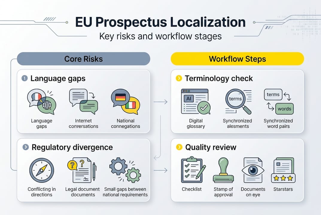 Infographic on localization risks and workflow steps