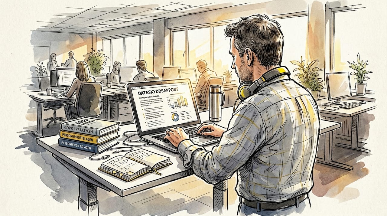 IT-administratören går igenom rapporten om dataskydd