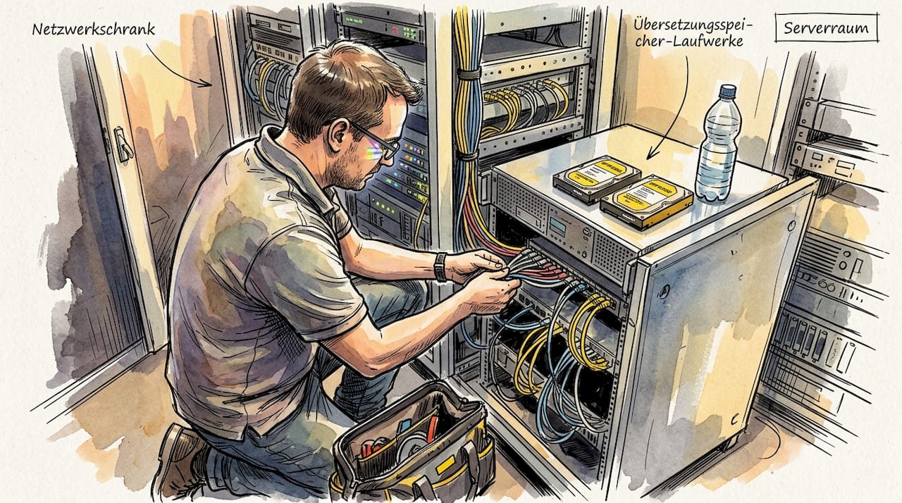 Fachmann richtet Server für Übersetzungsdienste ein