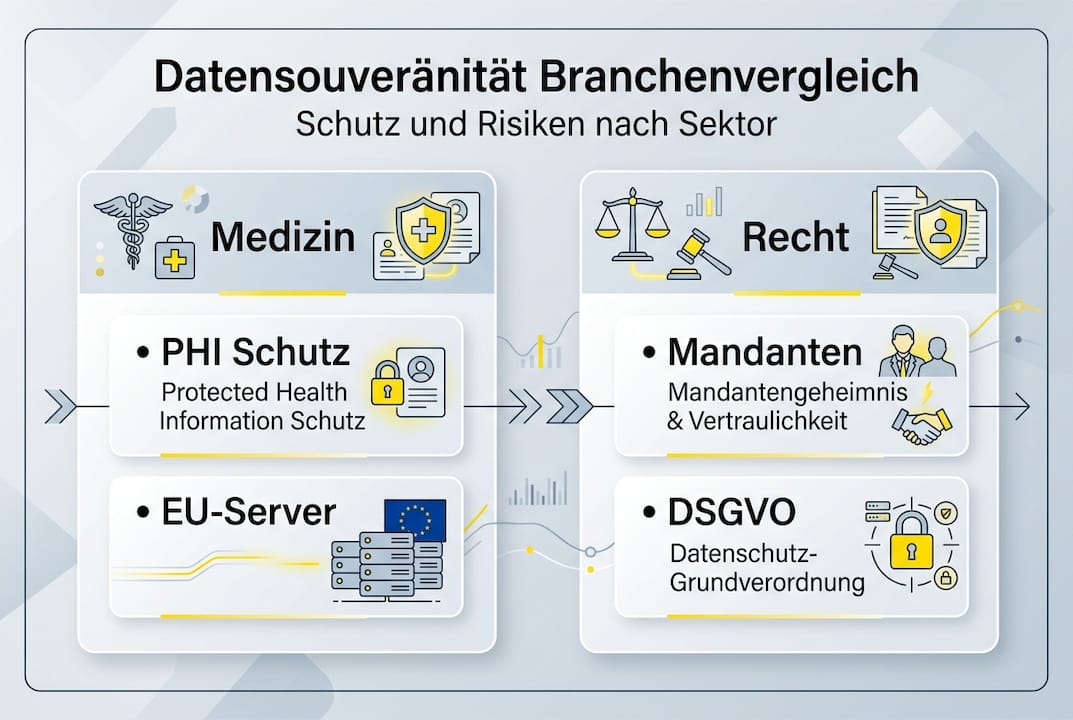 Branchenspezifische Infografik: Wie steht es um die Datensouveränität in Medizin und Recht?