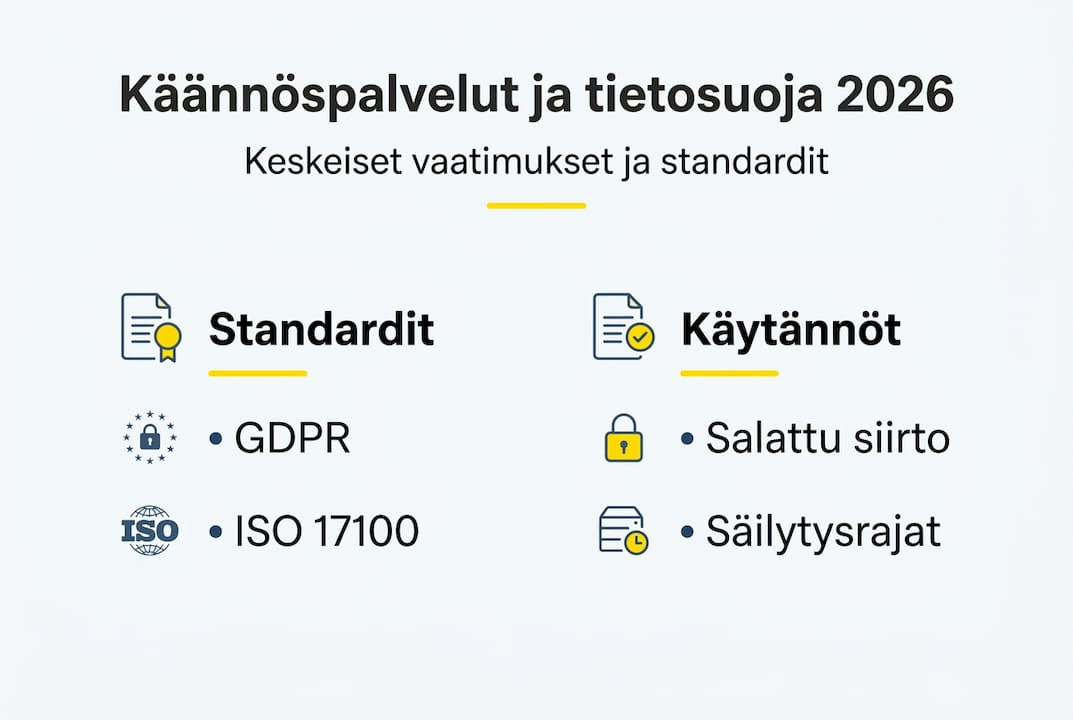 Käännöspalveluiden tietosuojavaatimukset 2026 – visuaalinen katsaus