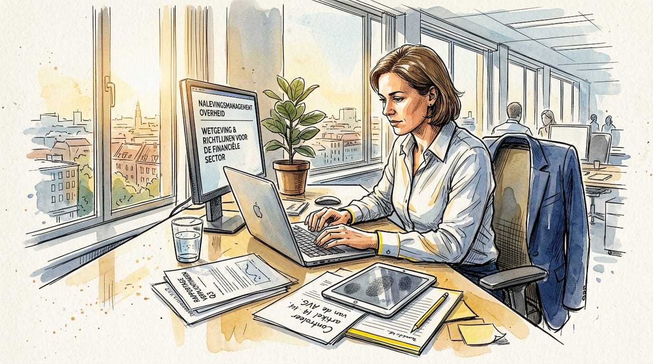 Een compliance manager die controleert of alle documenten voldoen aan de geldende wet- en regelgeving.