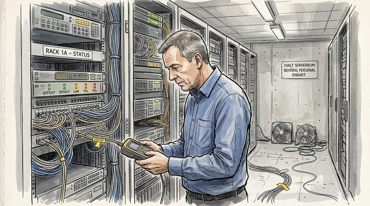 IT-tekniker ser över servrar och teknisk utrustning för att säkerställa att allt fungerar som det ska.