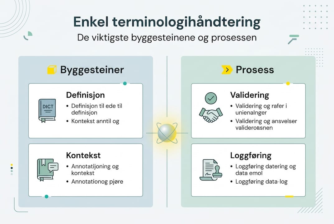 Infografikk som gir en enkel og tydelig oversikt over hvordan man håndterer terminologi