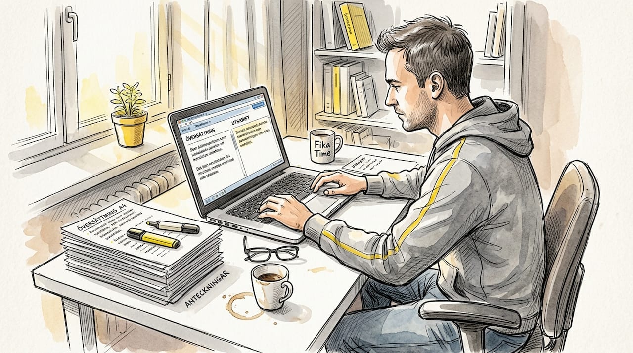 Många översättare jobbar hemifrån och har ofta sin laptop som främsta arbetsredskap.