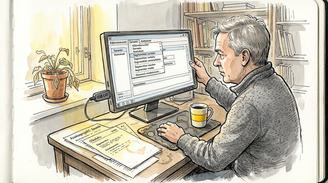 Kääntäjä valitsee itselleen sopivat digitaaliset työkalut sujuvaan käännöstyöhön.