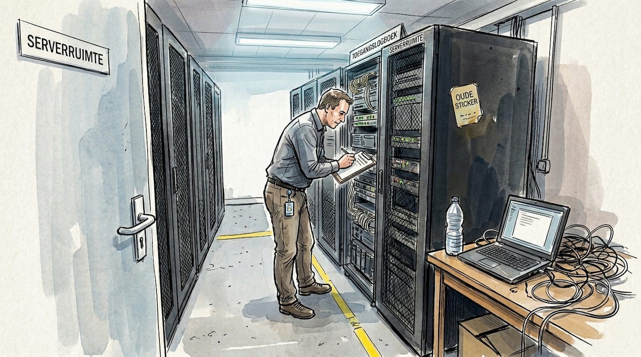 Een IT-specialist zorgt ervoor dat de servers goed beveiligd zijn en controleert regelmatig of de data veilig opgeslagen wordt.