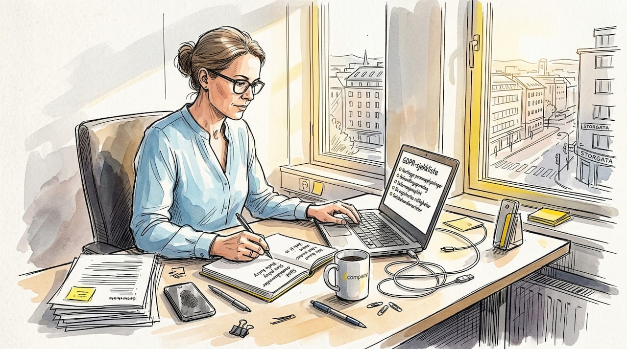 Prosjektleder går gjennom sjekkliste for GDPR i arbeidsområdet