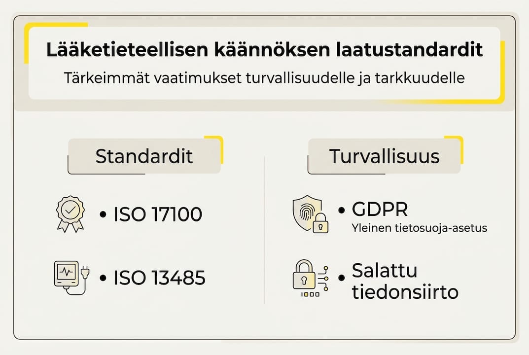 Lääketieteellisten käännösten laatukriteerit infografiikassa