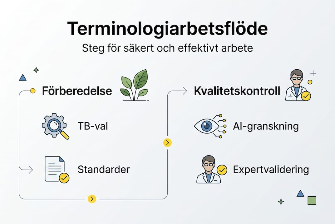 En överskådlig infografik som illustrerar de olika stegen i terminologiarbetet