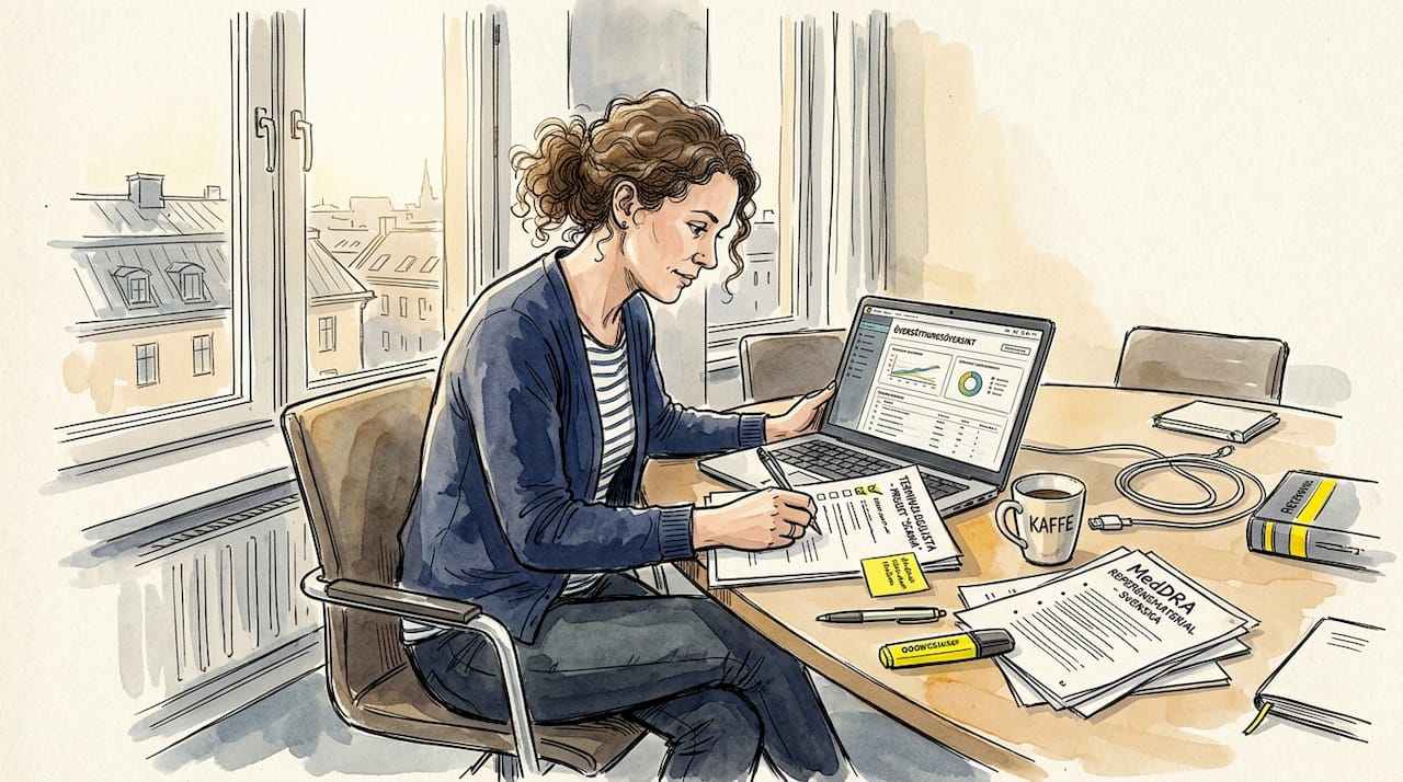 Projektledaren går igenom checklistan för terminologi