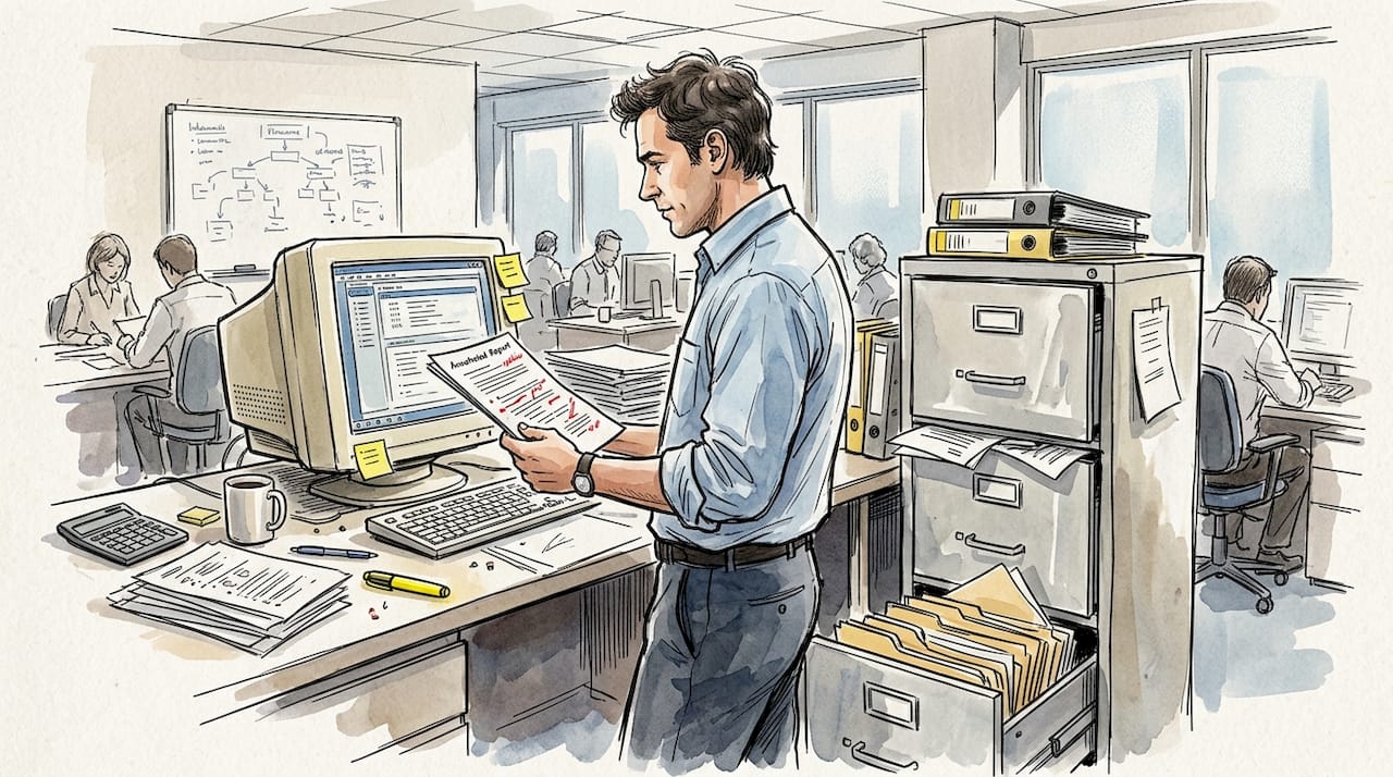 Compliance officer checking annotated regulatory reports