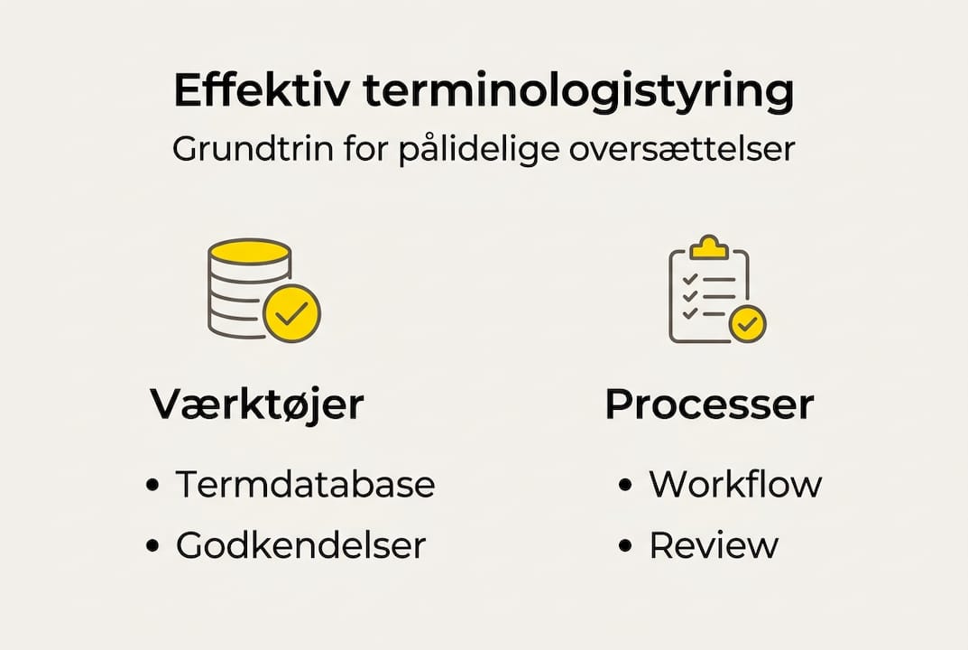 Illustration af de vigtigste trin i arbejdet med terminologistyring