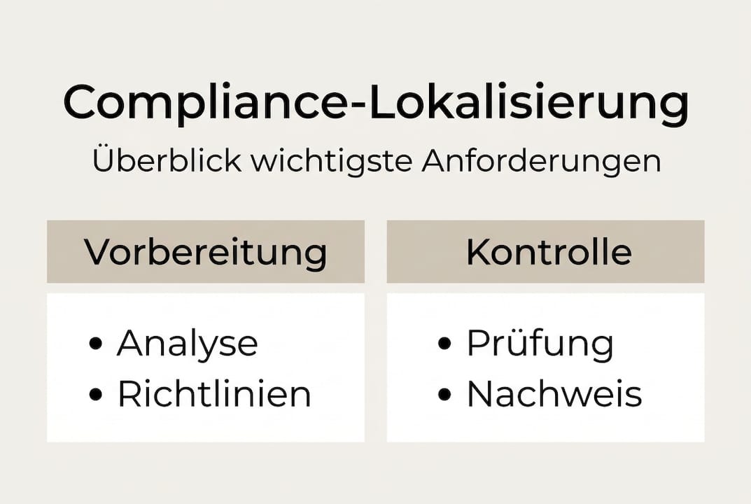 Infografik: Die wichtigsten Schritte zur erfolgreichen Compliance-Lokalisierung auf einen Blick