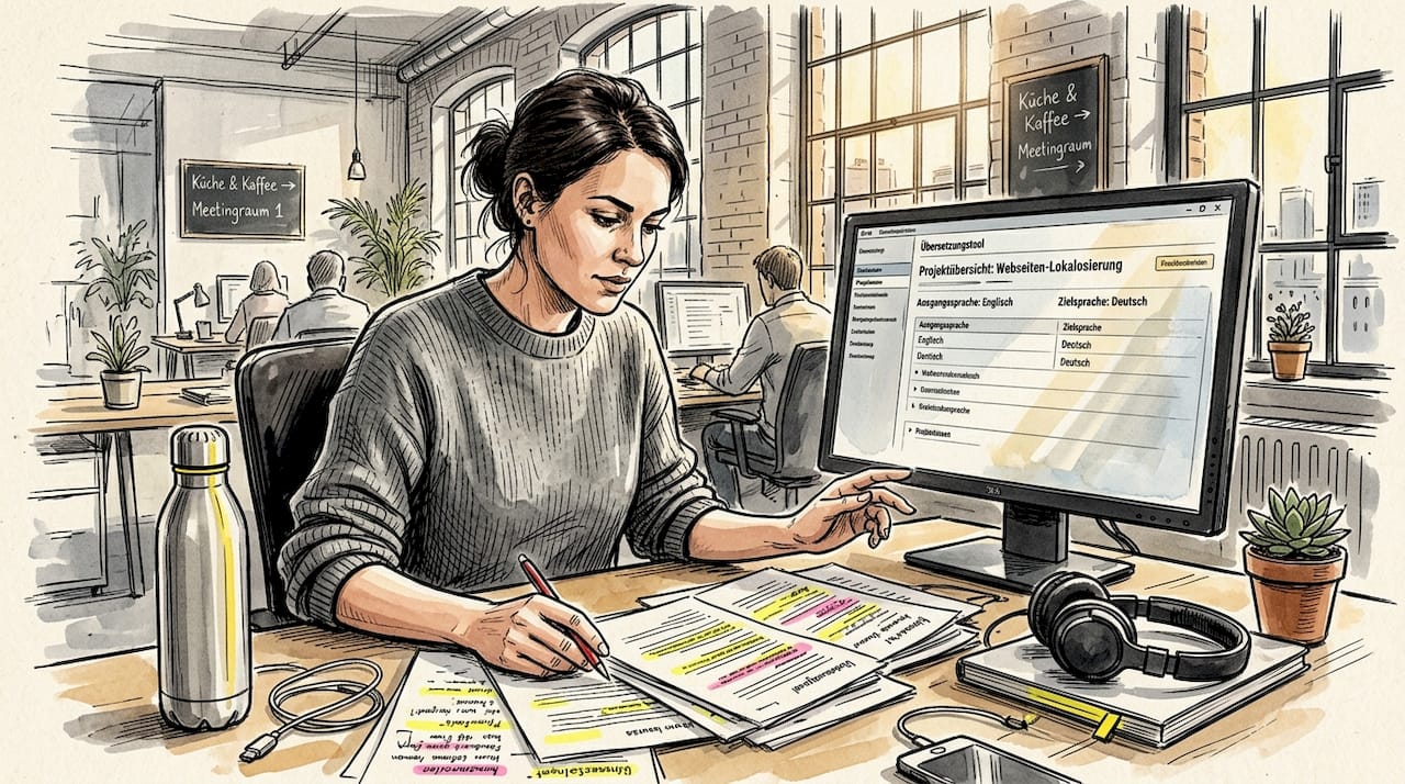 Projektmanager arbeitet mit einer Übersetzungssoftware-Plattform