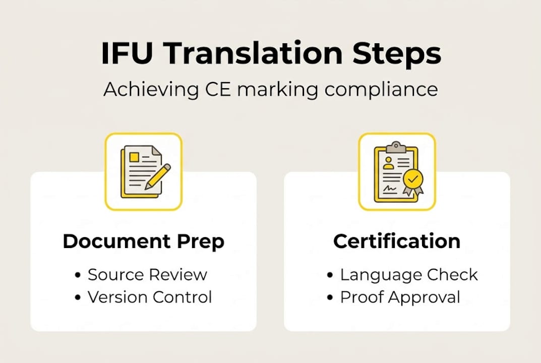 Infographic showing IFU translation compliance steps