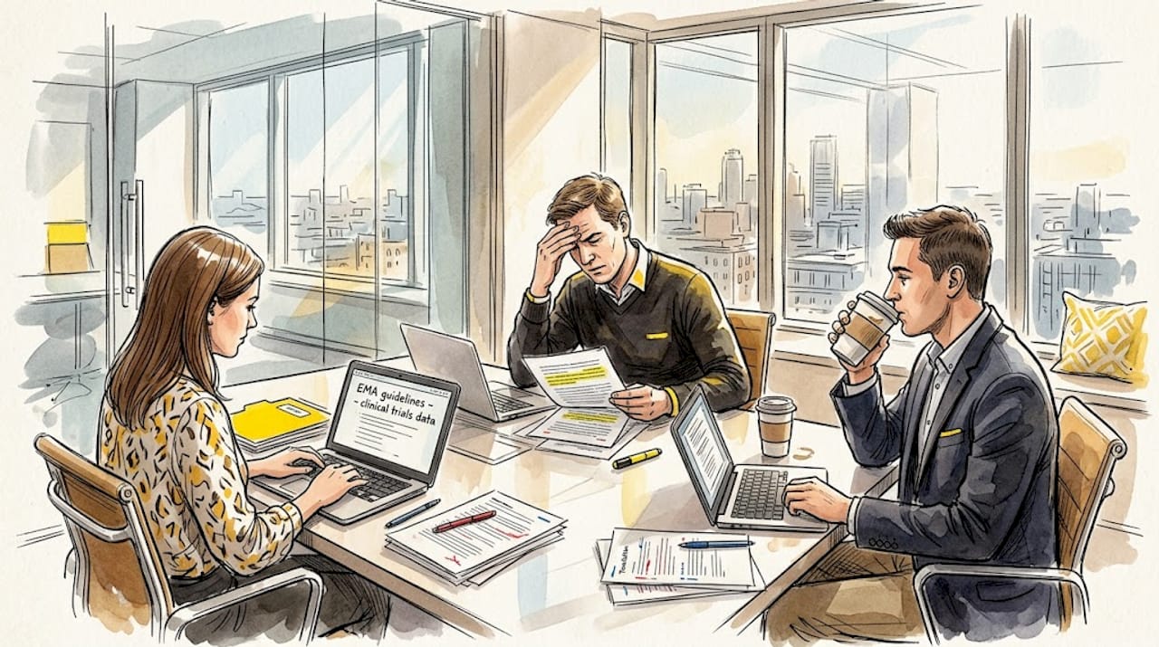 Regulatory team reviewing medical translations