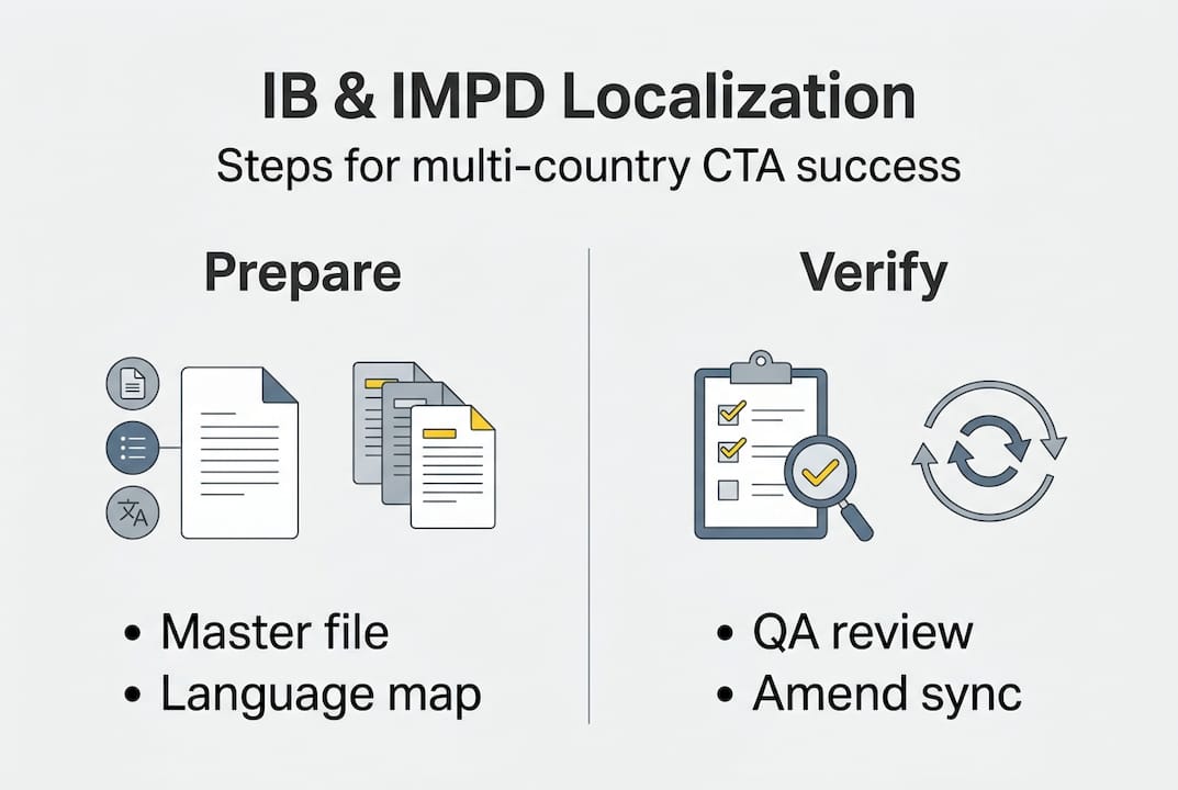 Infographic showing IB IMPD localization workflow