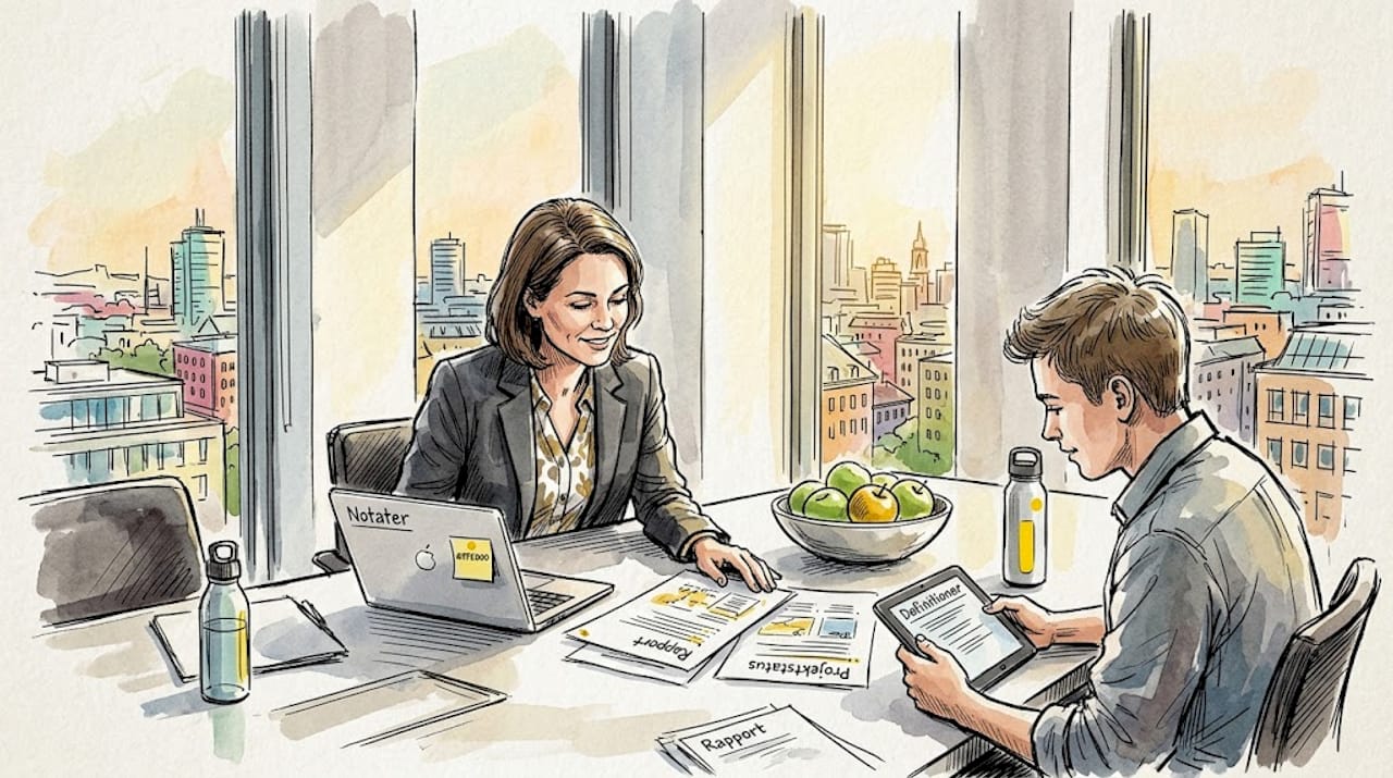 Kollegaer arbejder sammen om at gennemgå og kvalitetssikre oversættelser.