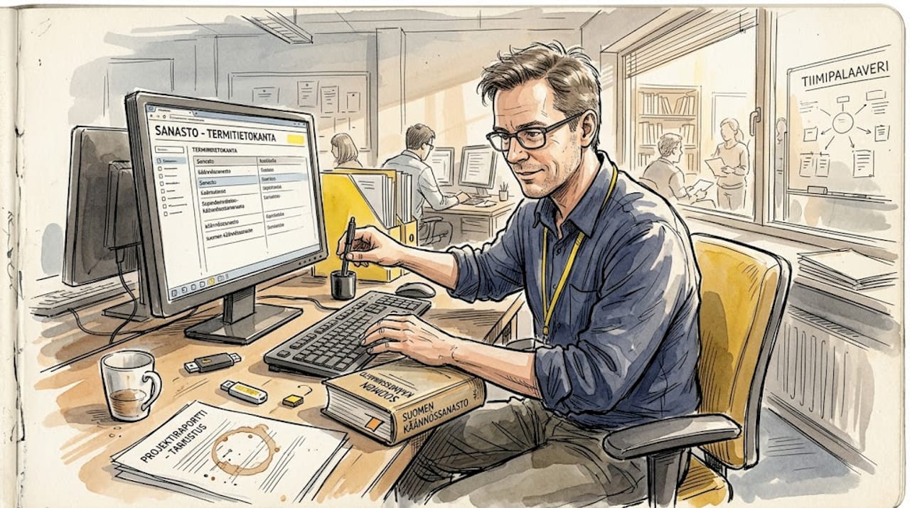 Projektikoordinaattori hyödyntää termipankkia työssään