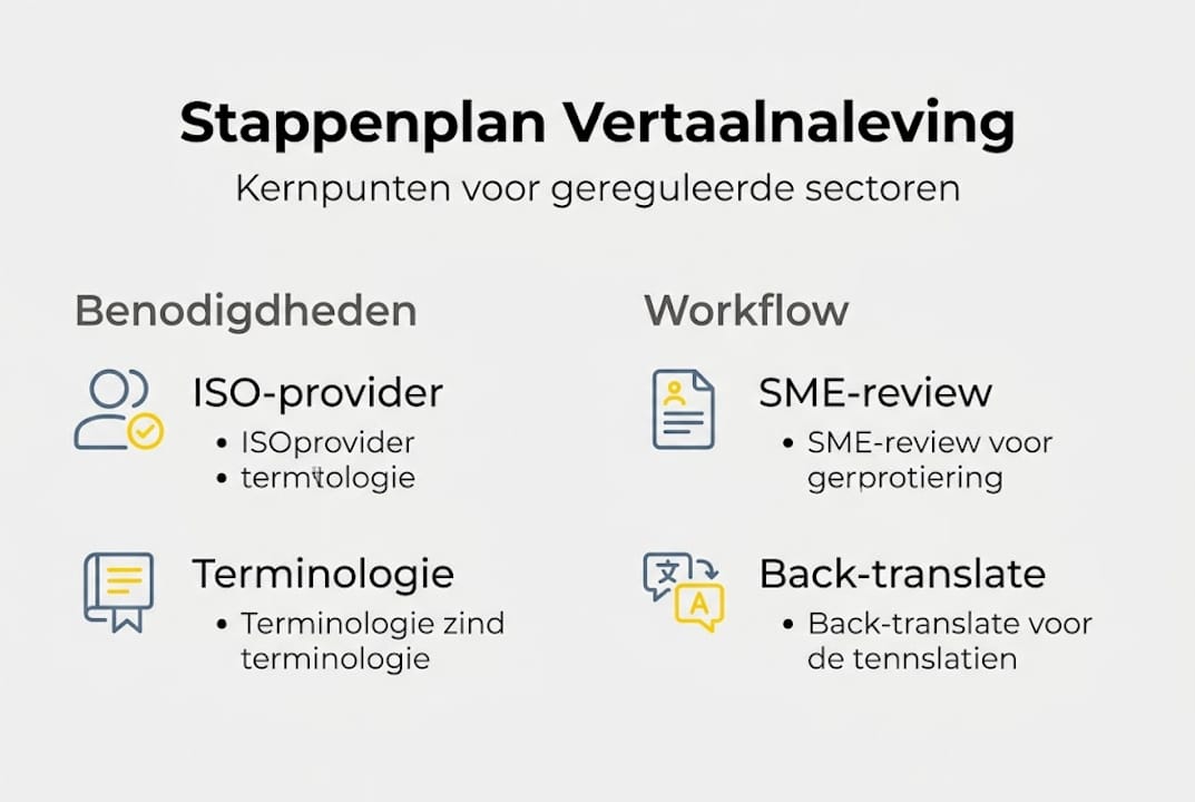 Infographic: Stappenplan voor naleving van vertaalrichtlijnen per sector