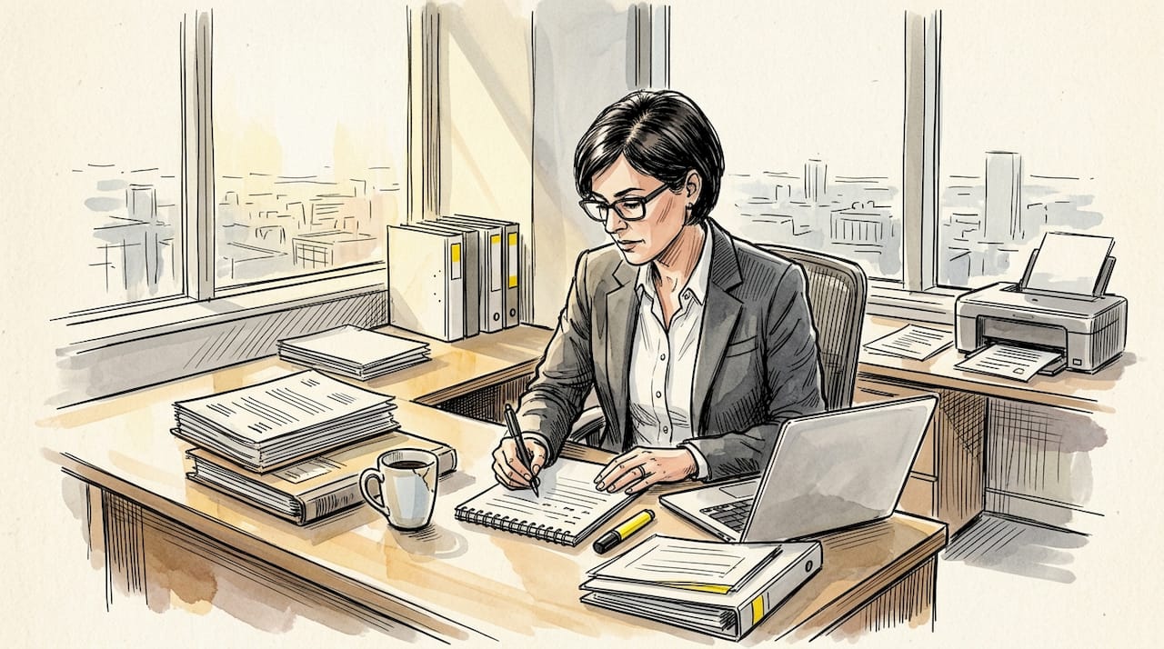 Projektlederen gennemgår tjeklisten for overholdelse af regler og krav