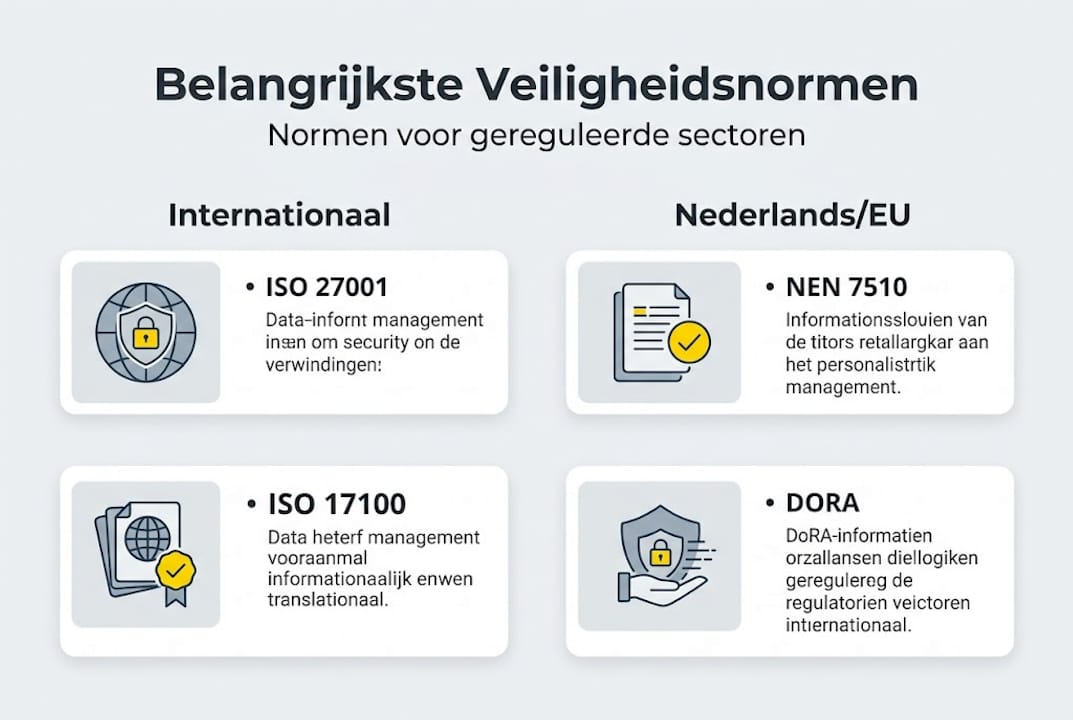 Infographic met een duidelijk overzicht van veiligheidsnormen per sector