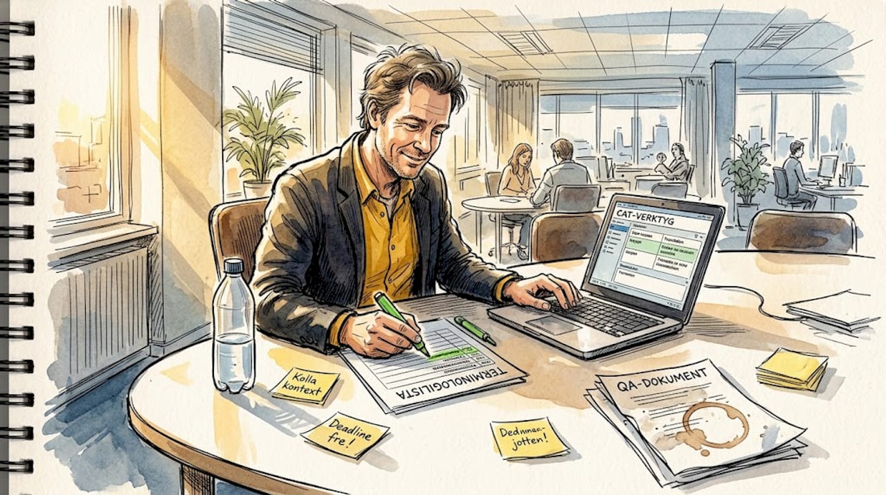 Översättare går igenom och uppdaterar terminologilistan