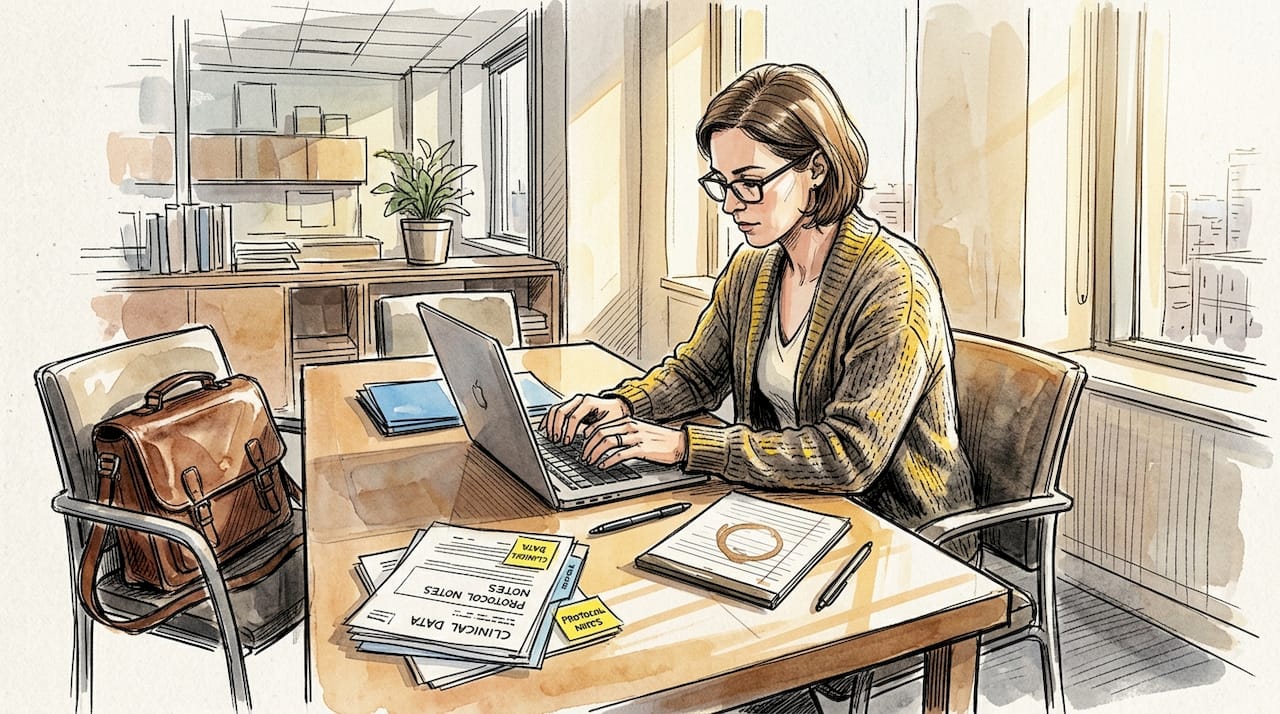 Professional working on regulatory compliance documentation