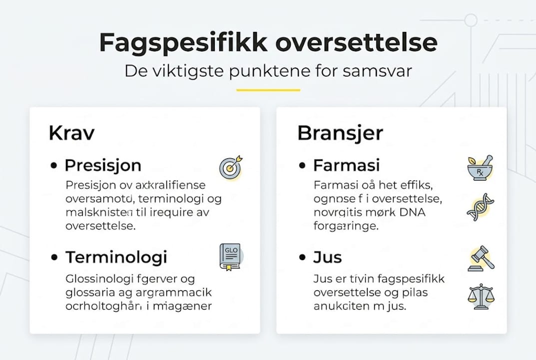 Infografikk: Hvilke bransjer har behov for fagoversettelse – og hvilke krav stilles?