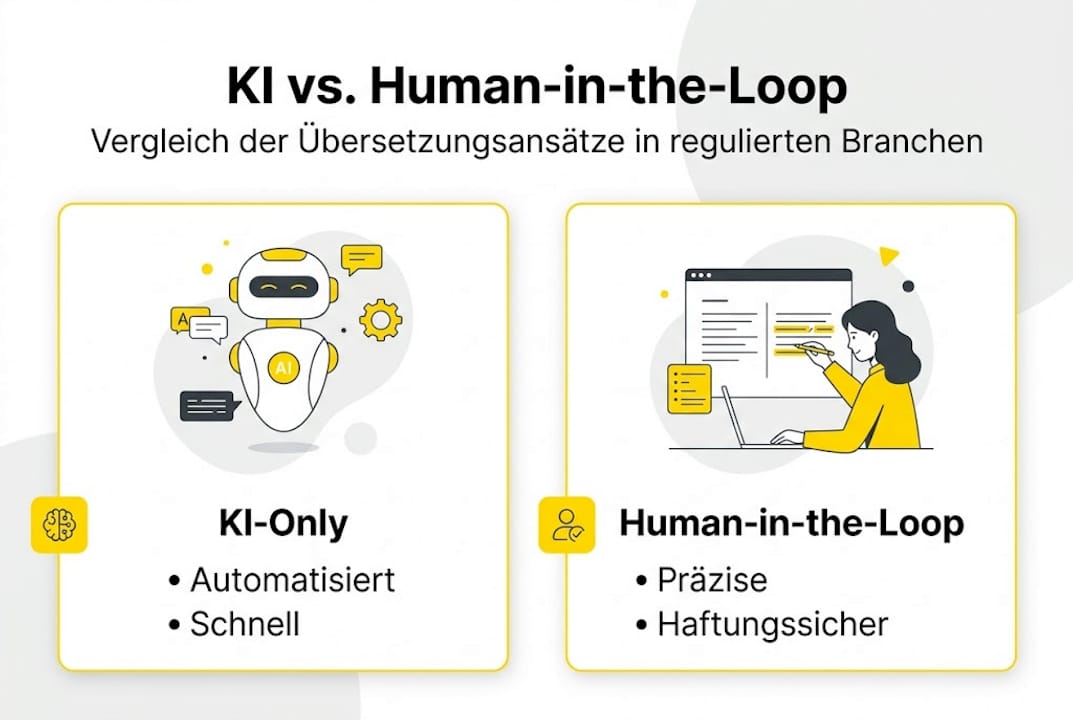 Infografik: KI-Prozesse im Vergleich zu menschlicher Kontrolle (Human-in-the-Loop)