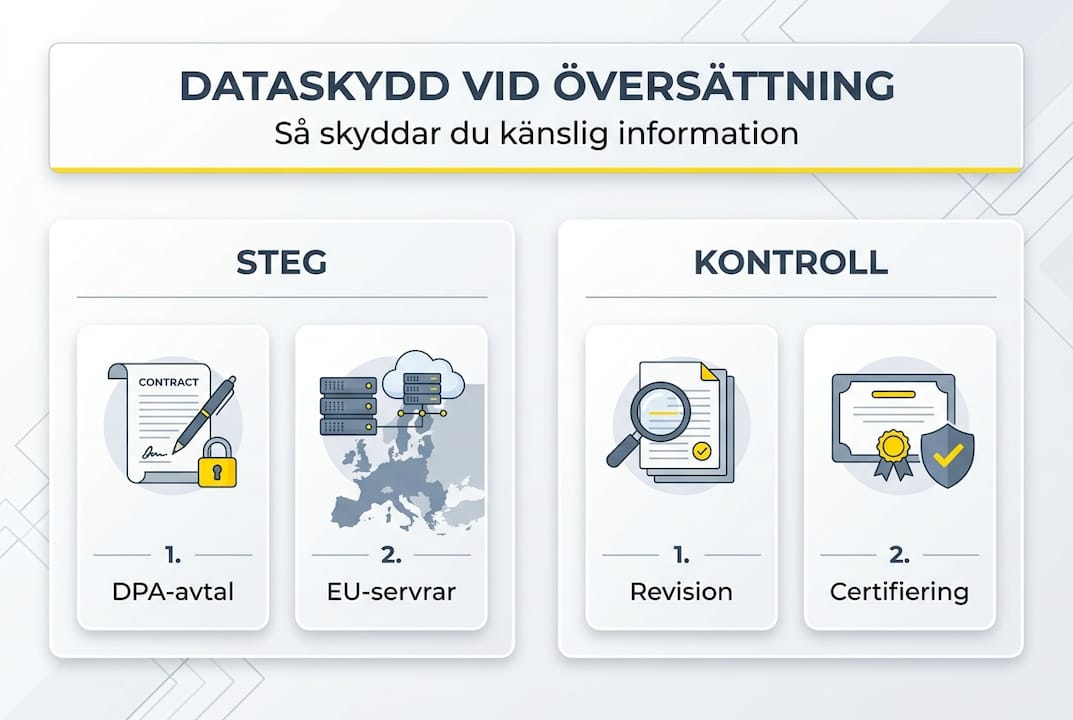 Infografik: Så skyddas dina data under översättningsprocessen – viktiga steg att ha koll på