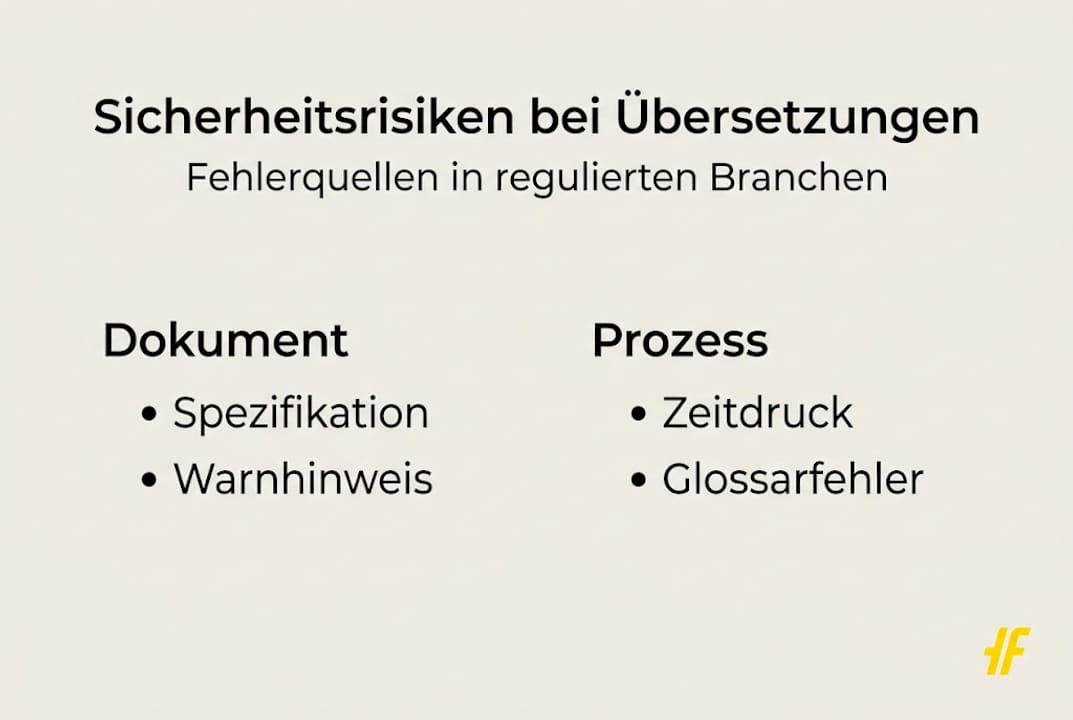 Infografik: Typische Fehlerquellen und Risiken bei pharmazeutischen Übersetzungen