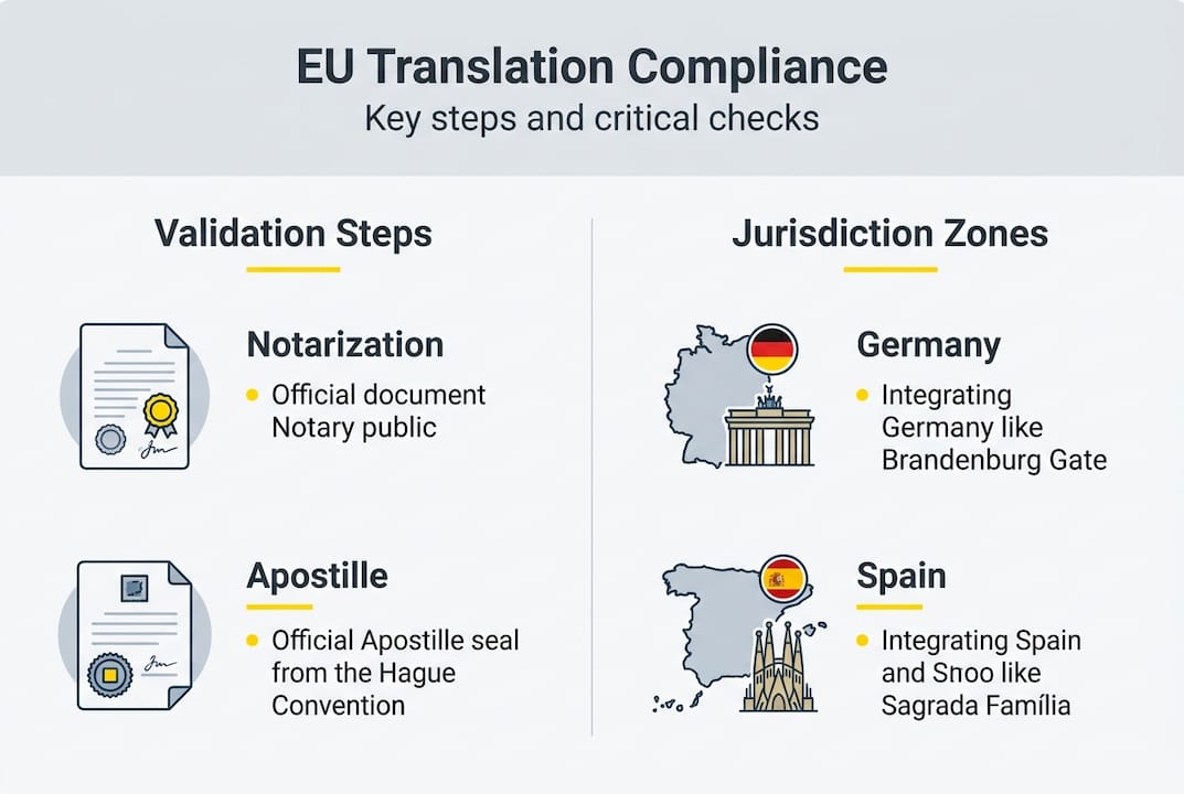 Infographic showing EU compliance steps and jurisdictions