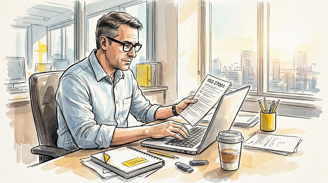 IT-Leiter erstellt und überprüft eine Checkliste für Sicherheitsstandards.
