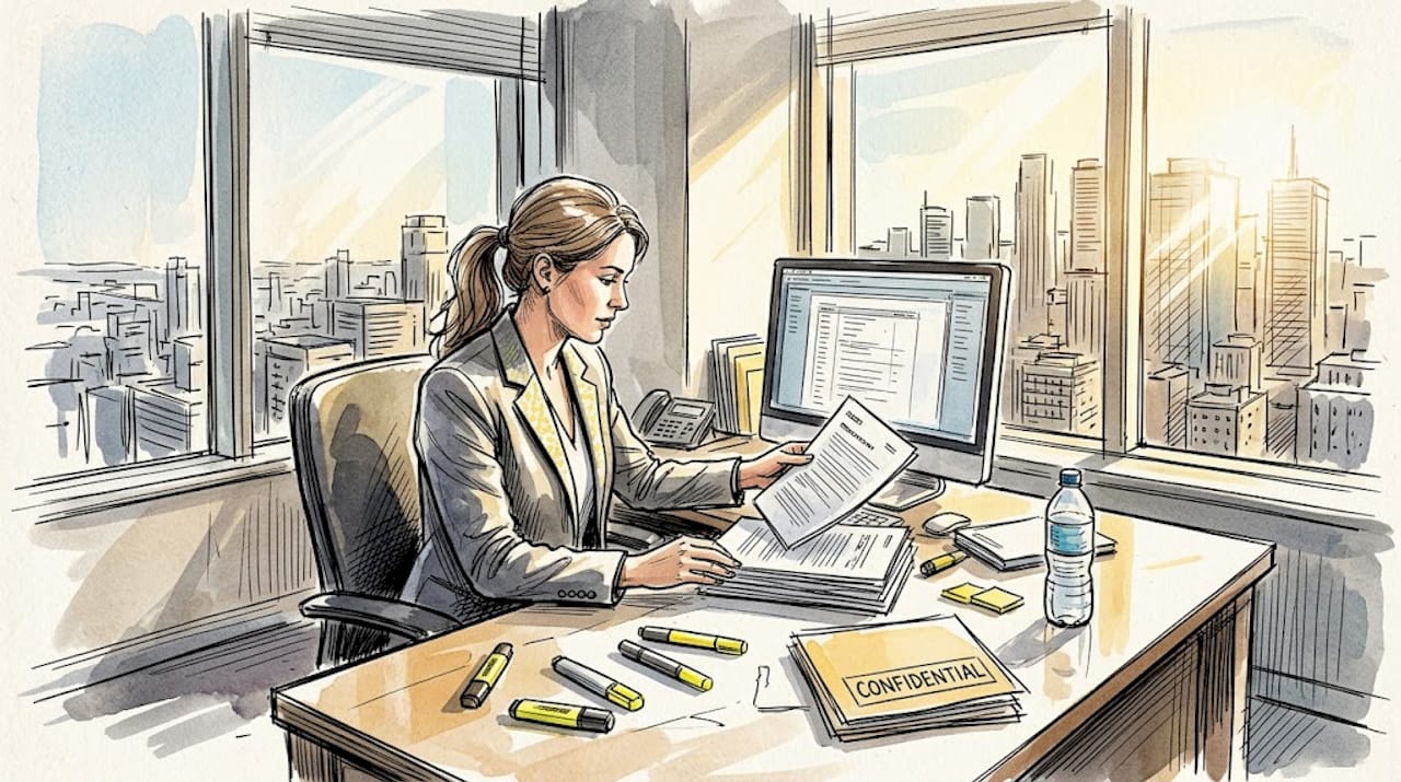 Regulatory manager reviews life sciences translation workflow