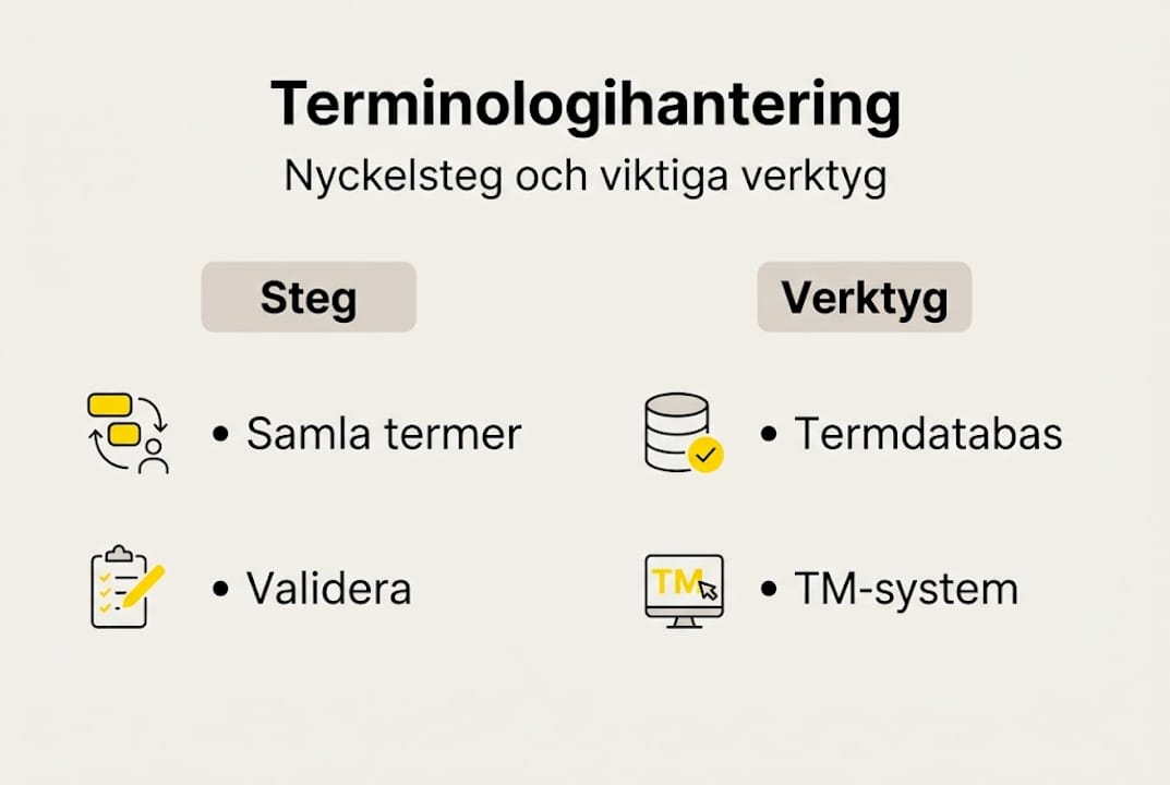 En överskådlig guide med de viktigaste stegen och verktygen för effektiv terminologihantering