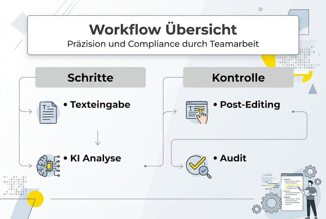 Übersichtsgrafik: So funktioniert ein moderner, hybrider Übersetzungsprozess