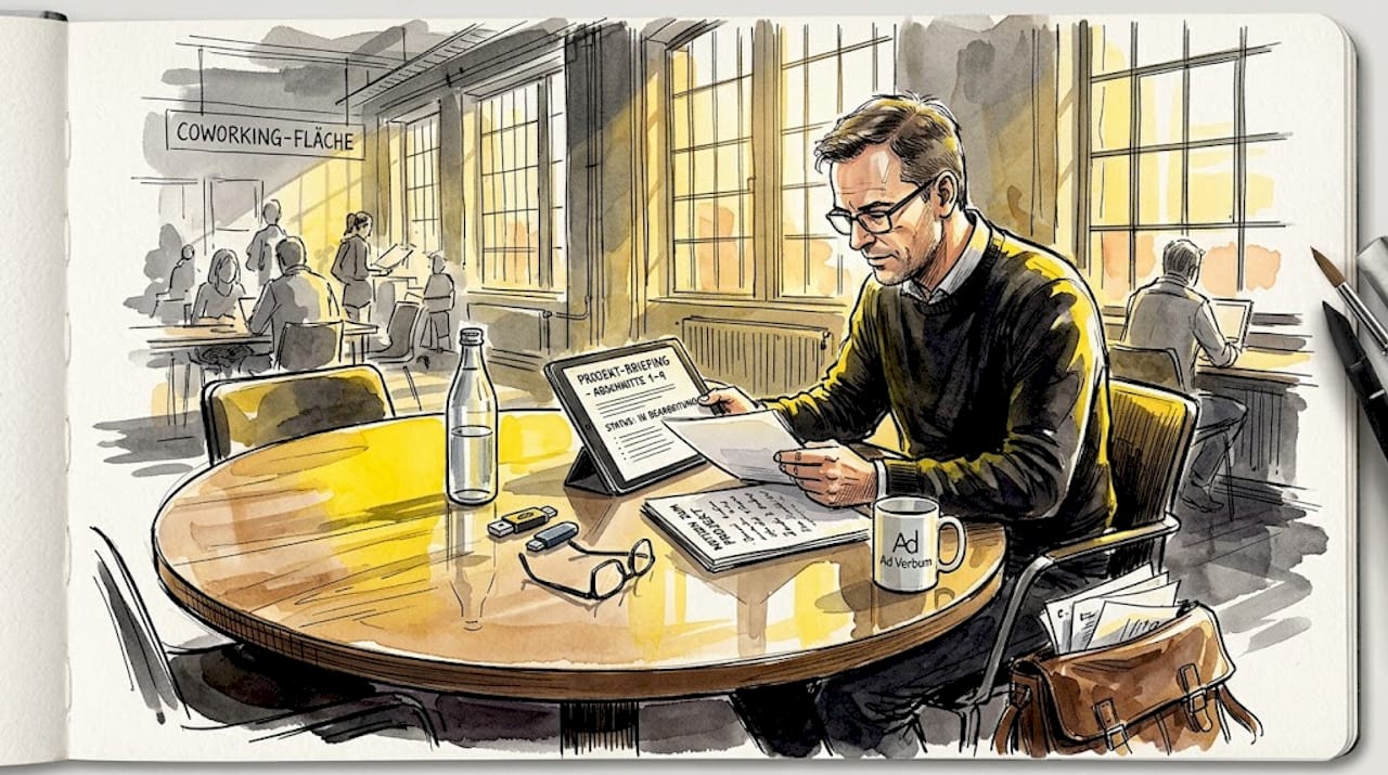 Ein Mitarbeiter erstellt ein detailliertes Briefing für den Übersetzungsprozess eines Projekts.