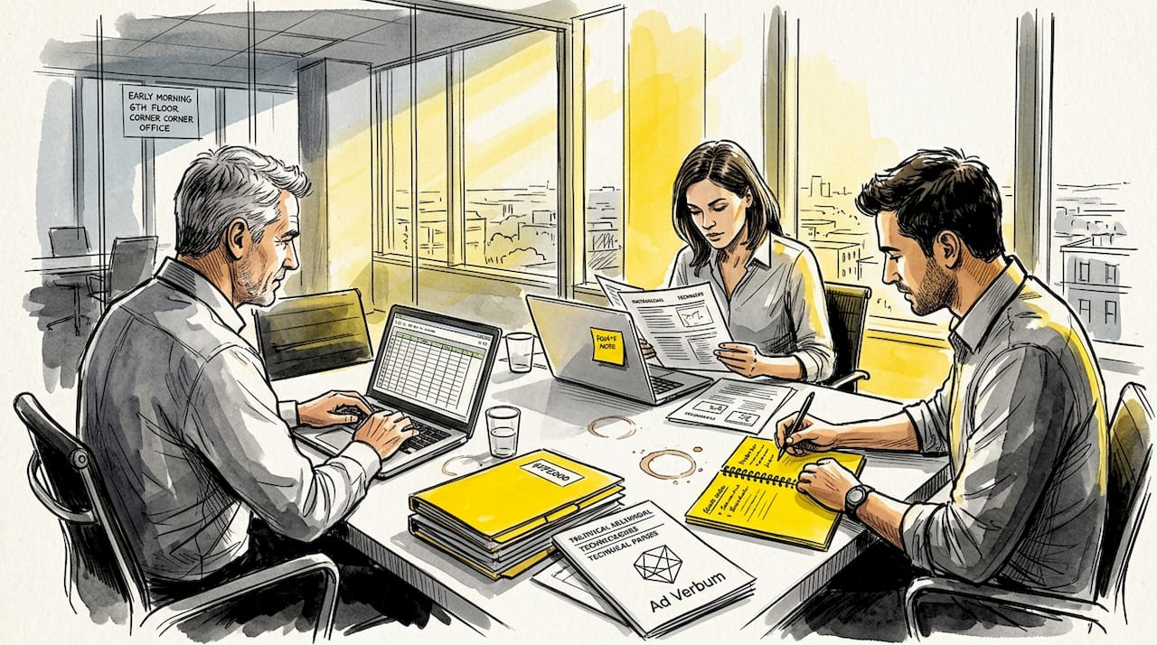 Team reviewing multilingual product variant documents