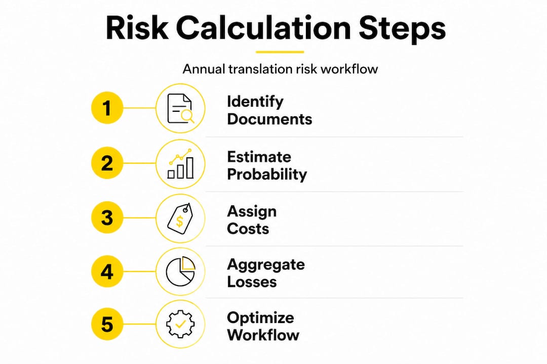Infographic showing steps in translation risk calculation
