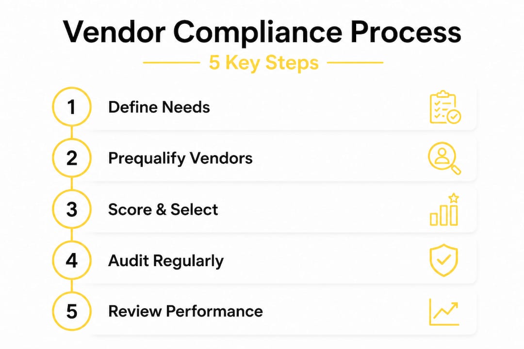 Infographic of five-step vendor compliance process