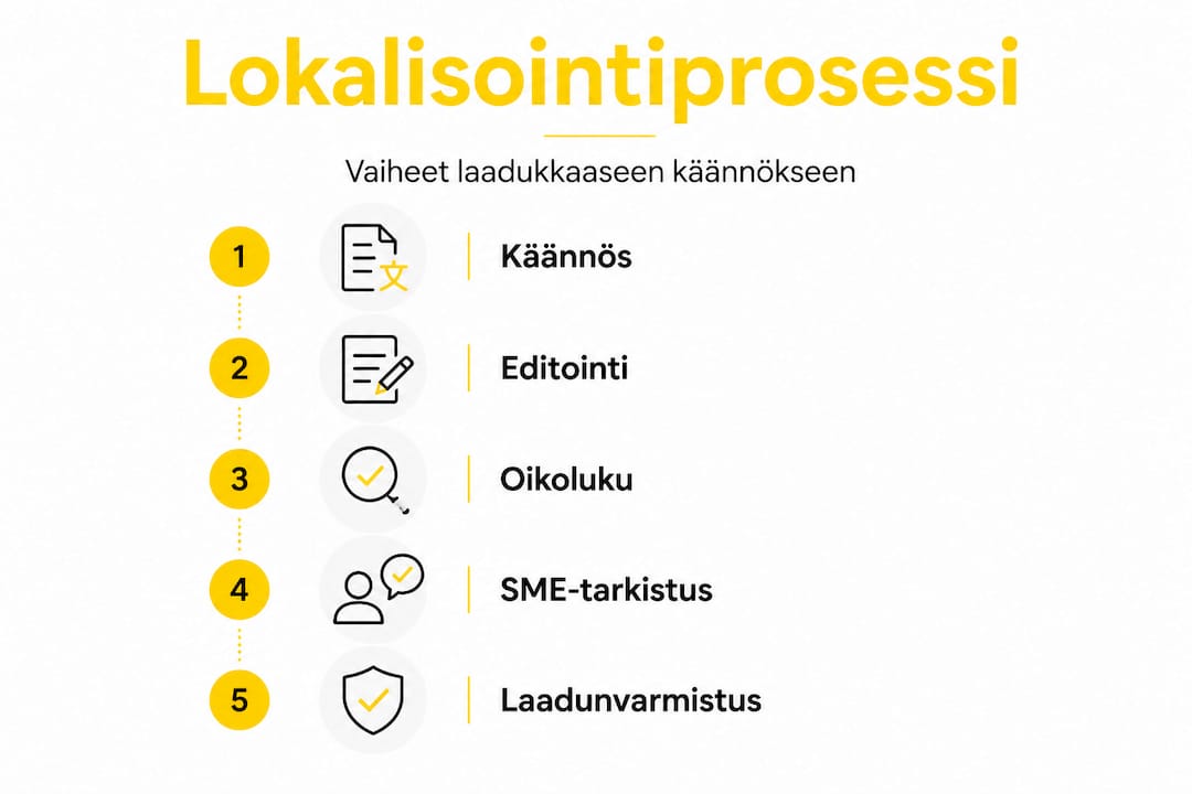 Infografiikka: Lääketieteellisen sisällön lokalisoinnin vaiheet
